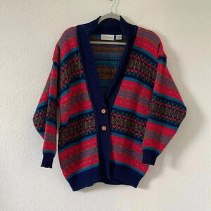 I.C. Winters | Vintage Cardigan with Wooden Buttons | Sz M
